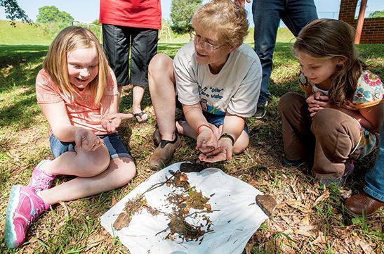 Dadeville Elementary School students get hands-on science lesson from Lake Watch of Lake Martin water monitor and trainer, Judy Palfrey (source: Cliff Williams /The Record, 5/14/2015).