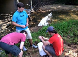 Stephen and students conducting a bit more 'seasonable' sampling on a local stream.