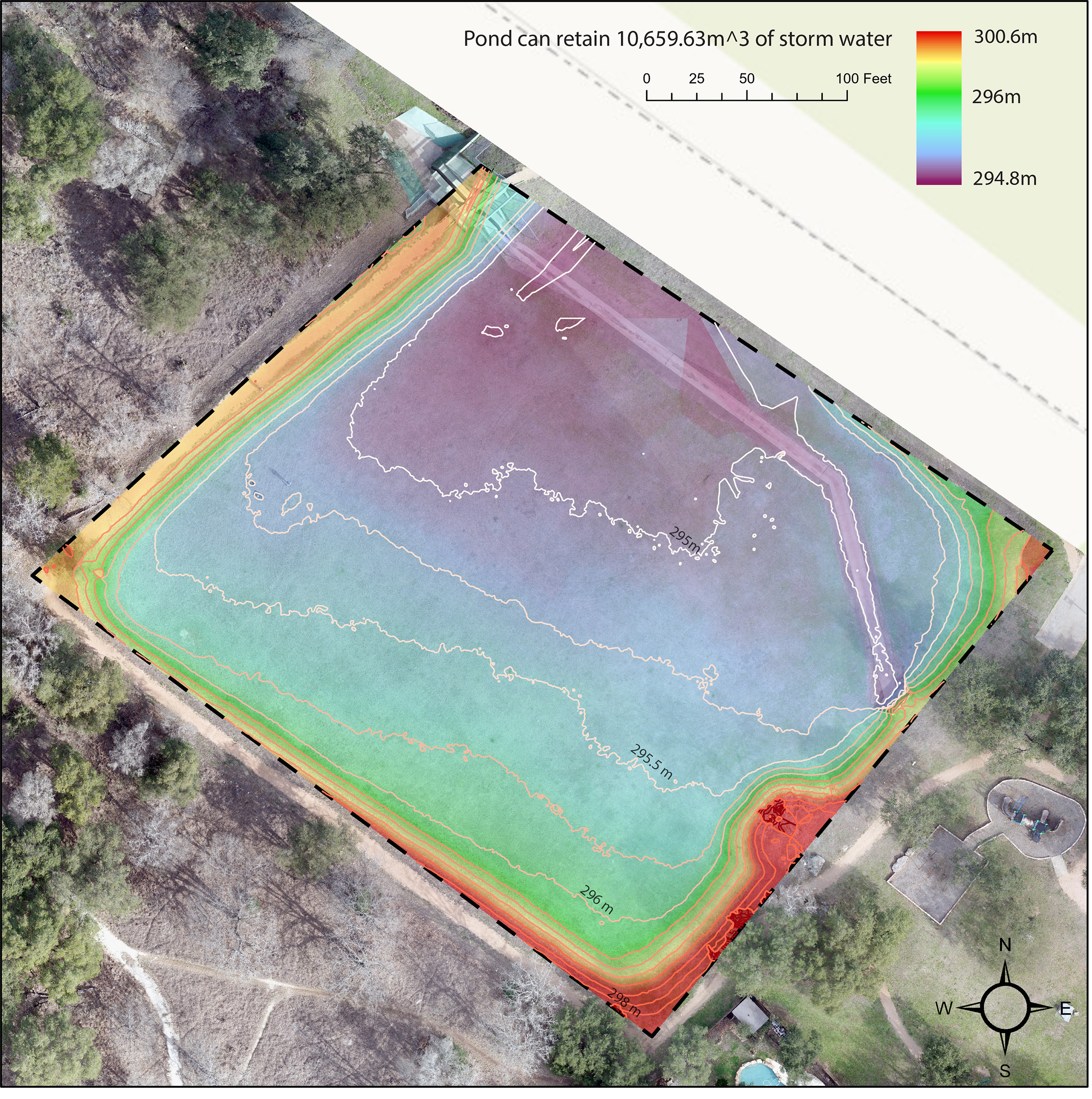 volumetric calculations for retention pond using high resolution drone data