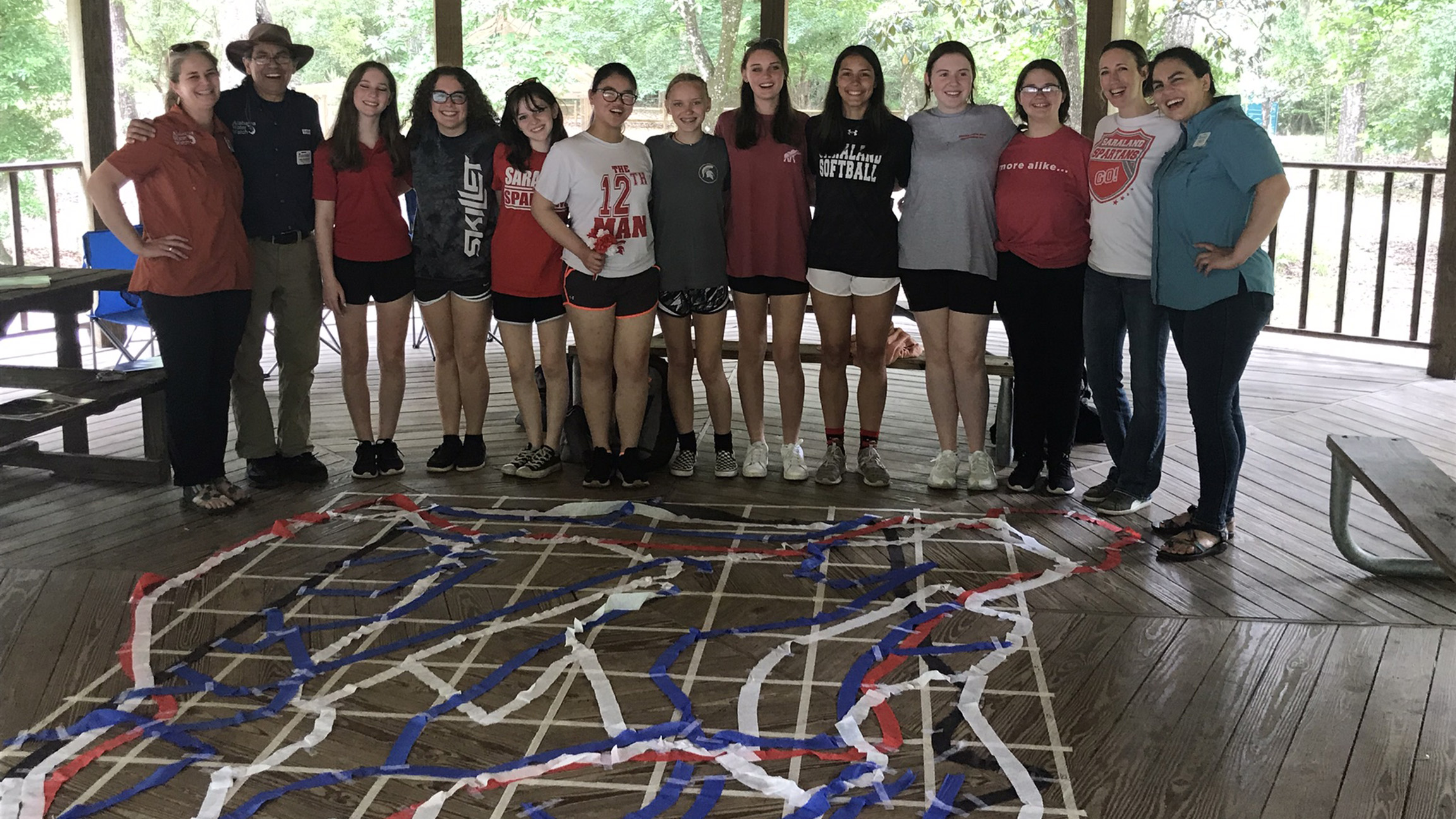 Saraland High School students participated in an activty called Alabama River Mapping with AWW Staff, Mona Dominguez, Sergio RuizCordova, and Carolina Ruiz.