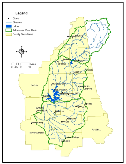 Example of stream bank erosion